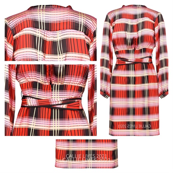 Elaine Vintage Plaid: Pink Red Black Work Dress - Picture 5 of 6